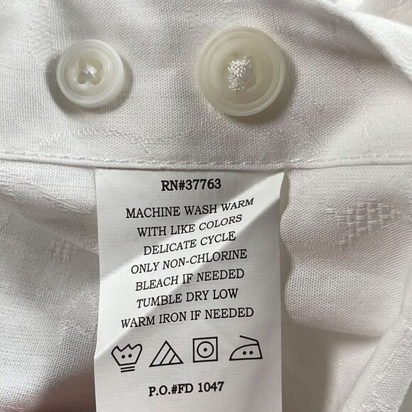 Cubavera Shirt Mens 4X White Tonal Floral Jacquard Stripe Panel Short Sleeve - Picture 6 of 8